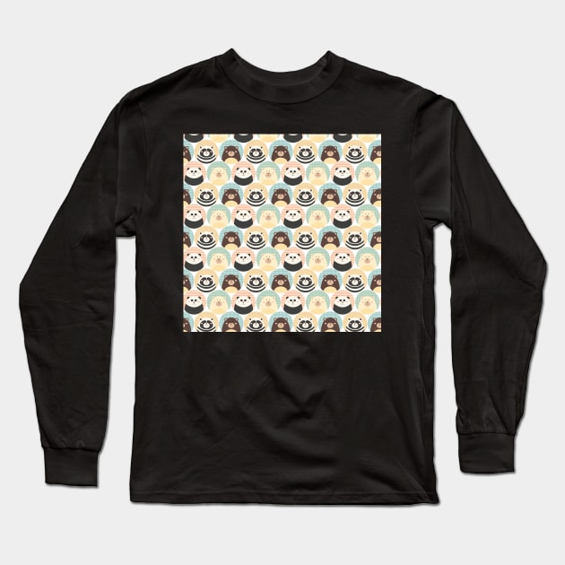 Round cute animals Long Sleeve T-Shirt by orsinha